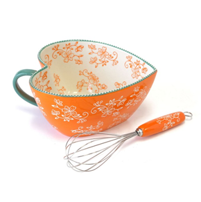 Floral Lace 2-qt. Heart-Shaped Mixing Bowl with Matching Whisk